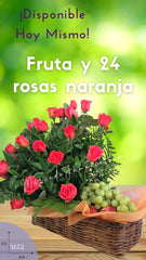 Arreglos de Frutas con Rosas Naranja !