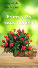 Arreglos de Frutas con Rosas Naranja !