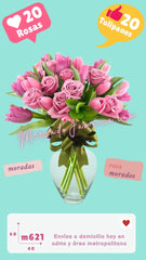 Arreglo floral con rosas y tulipanes