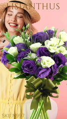 Arreglo con Lisianthus Morado Blanco !