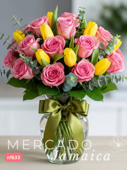Muchas felicidades para ti con tulipanes