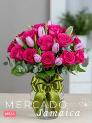 Tulipanes Lilas con Toque Fucsia