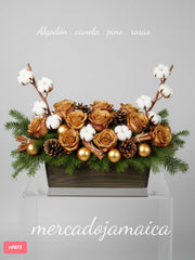 Arreglo navidad rosas y algodón