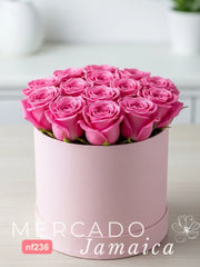 Arreglo de 24 Rosas Rosas en Caja Cilíndrica