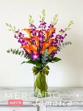 Callas Naranja Orquídeas Lila