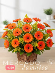 Canasta con 20 Gerberas Naranja
