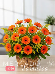 Canasta con 20 Gerberas Naranja
