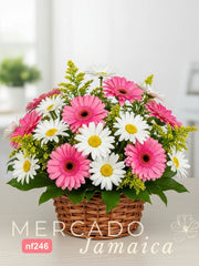 Canasta Día de Campo con Gerberas y Margaritas