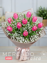 Ramo de 10 Tulipanes Dobles Flash Point y Gypsophilia