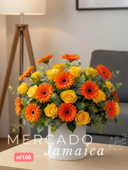 Arreglo Floral con Gerberas y Rosas - Combinación Alegre