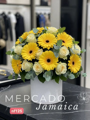 Arreglo Floral Beige y Amarillo - Diseño Fresco