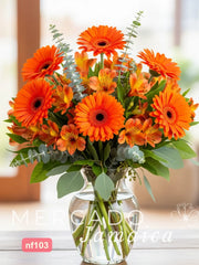 Ramo de Gerberas y Alstroemerias Naranjas: Alegría Floral con Toque Primaveral