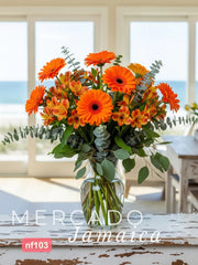 Ramo de Gerberas y Alstroemerias Naranjas: Alegría Floral con Toque Primaveral