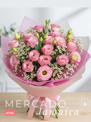 Gran Ramo Wax con Lisianthus Rosa