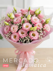 Gran Ramo Wax con Lisianthus Rosa