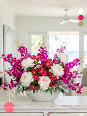 Arreglo Floral con Dendrobium, Peonías y Alstroemerias