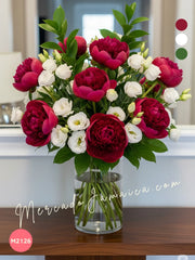 Peonías con Lisianthus de Verano