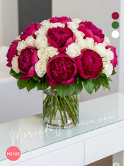 Nido de Peonías con Mini Rosas