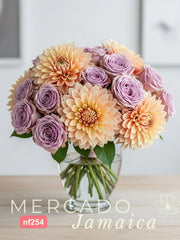 Arreglo de Lujo con 10 Dalias y 15 Rosas Amnesia