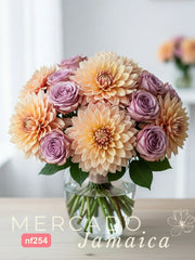 Arreglo de Lujo con 10 Dalias y 15 Rosas Amnesia