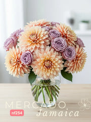 Arreglo de Lujo con 10 Dalias y 15 Rosas Amnesia