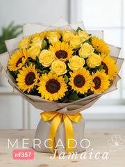 Rosas con Girasoles en Ramo