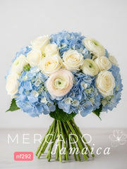 Cielo Sereno: Hortensias Azules y Rosas