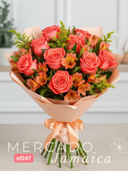 Ramo Atardecer Vibrantecon 12 Rosas Naranja