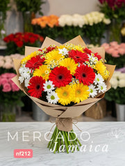 Ramo Fiesta con 20 Gerberas Rojas y Amarillas
