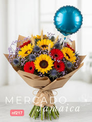 Ramo Arcoíris Campestre con Girasoles y Gerberas