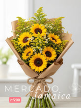 Ramo Campestre con 7 Girasoles y Solidago
