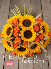 Ramo Calidez de Cosecha con Girasoles y Rosas