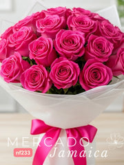 Ramo Impacto Fuchsia con 24 Rosas Vibrantes