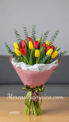 Ramo con Flores Tulipanes Rojos Español !
