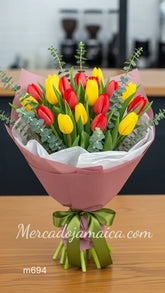 Ramo con Flores Tulipanes Rojos Español !