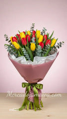 Ramo con Flores Tulipanes Rojos Español !