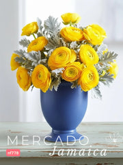 20 Ranúnculos Amarillos en Copa Floral