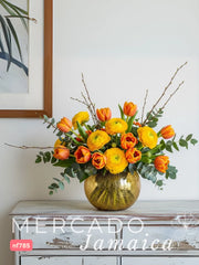 Esfera Dorada con Ranúnculos