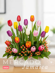 Puntos de Color con Tulipanes