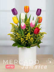 Besos Dorados con Tulipanes Mixtos