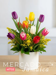 Besos Dorados con Tulipanes Mixtos