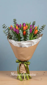 Ramo 20 Tulipanes Naranja y Moraditos Amor Amor !