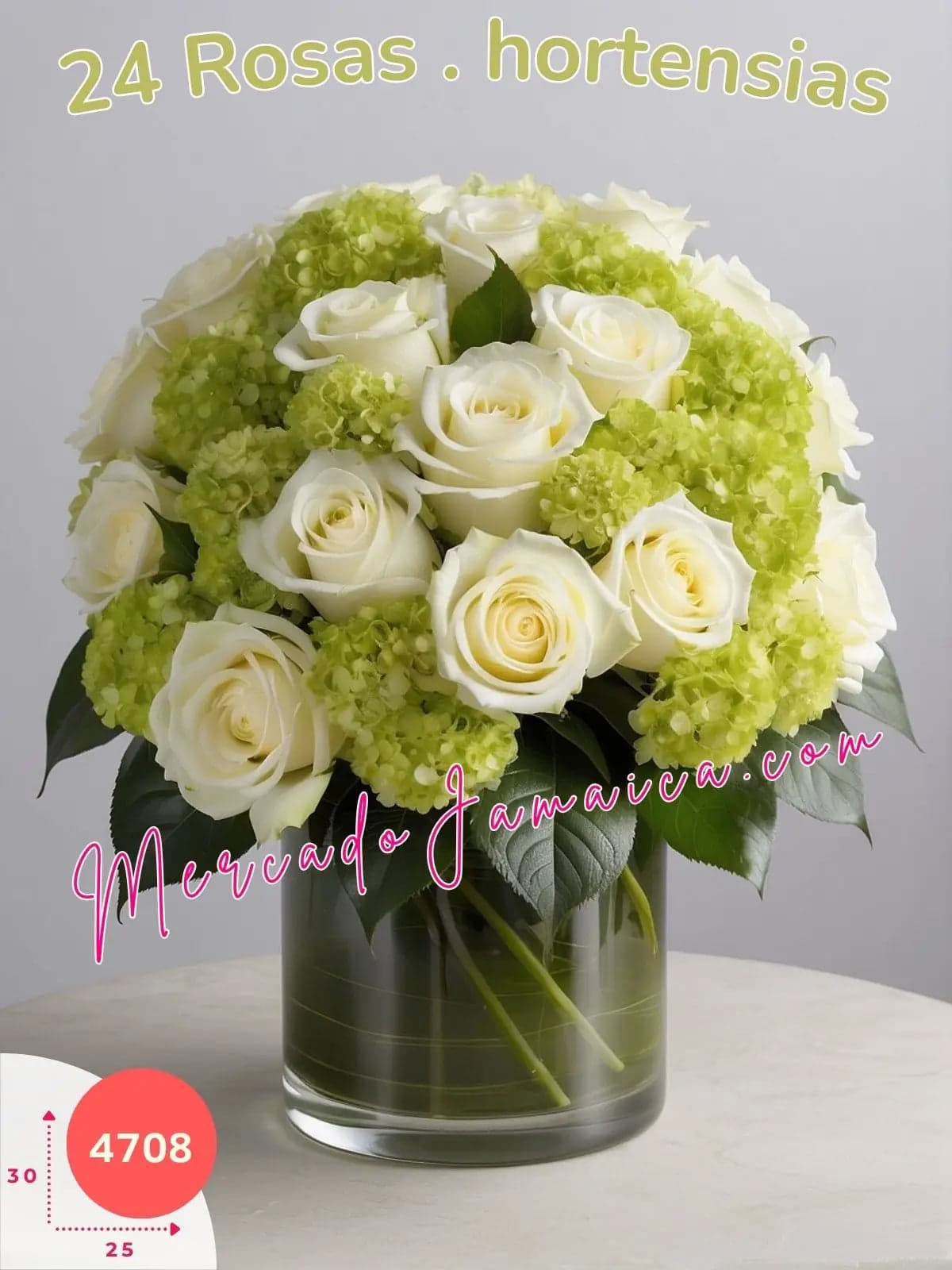 24 Rosas Blancas y Hortensias a Domicilio CDMX