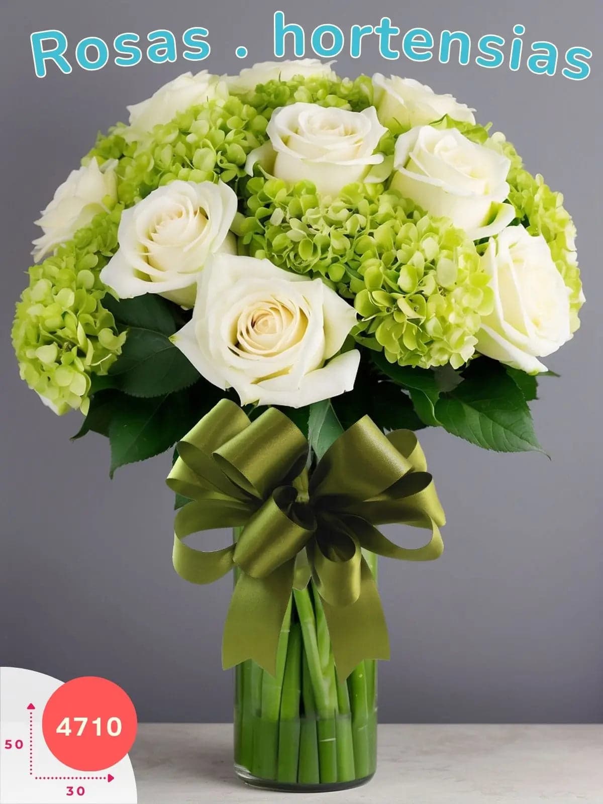 18 Rosas Blancas y Hortensias Verdes a Domicilio CDMX