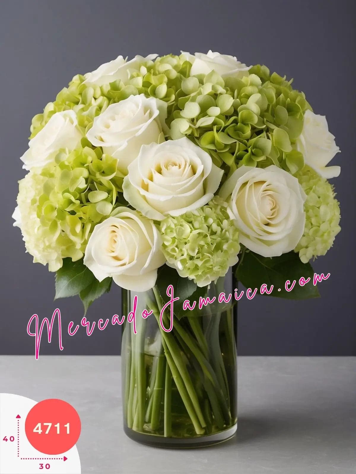 24 Rosas Blancas y Hortensias Verdes CDMX