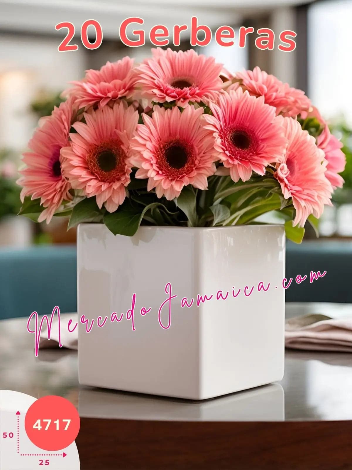 20 Gerberas Rosa en Cubo de Cerámica | CDMX