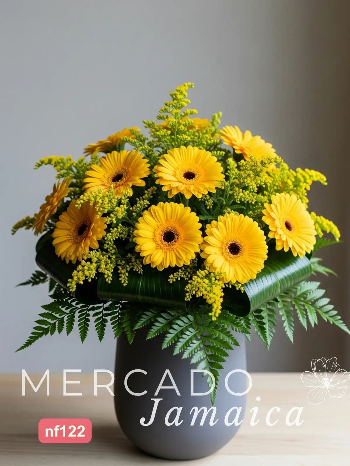 10 Gerberas Amarillas Estilo Industrial · CDMX