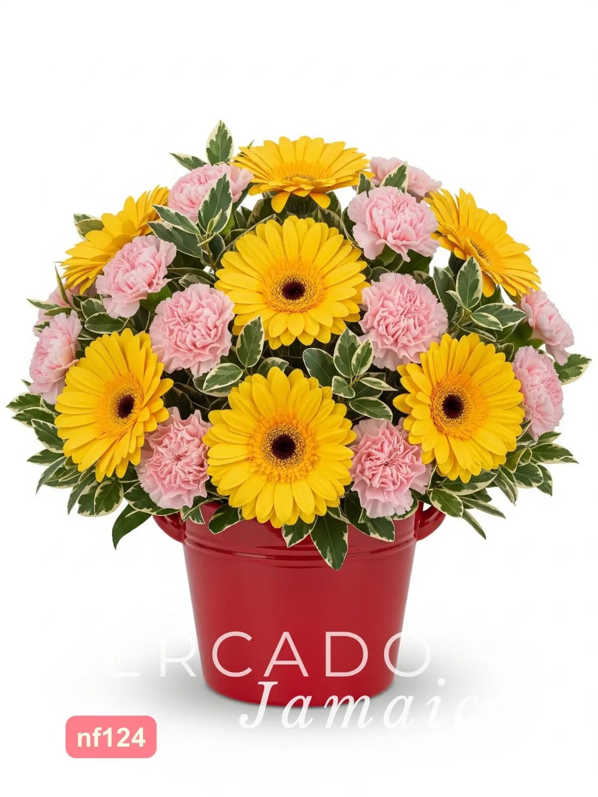 10 Gerberas y Claveles en Florero Cerámica CDMX