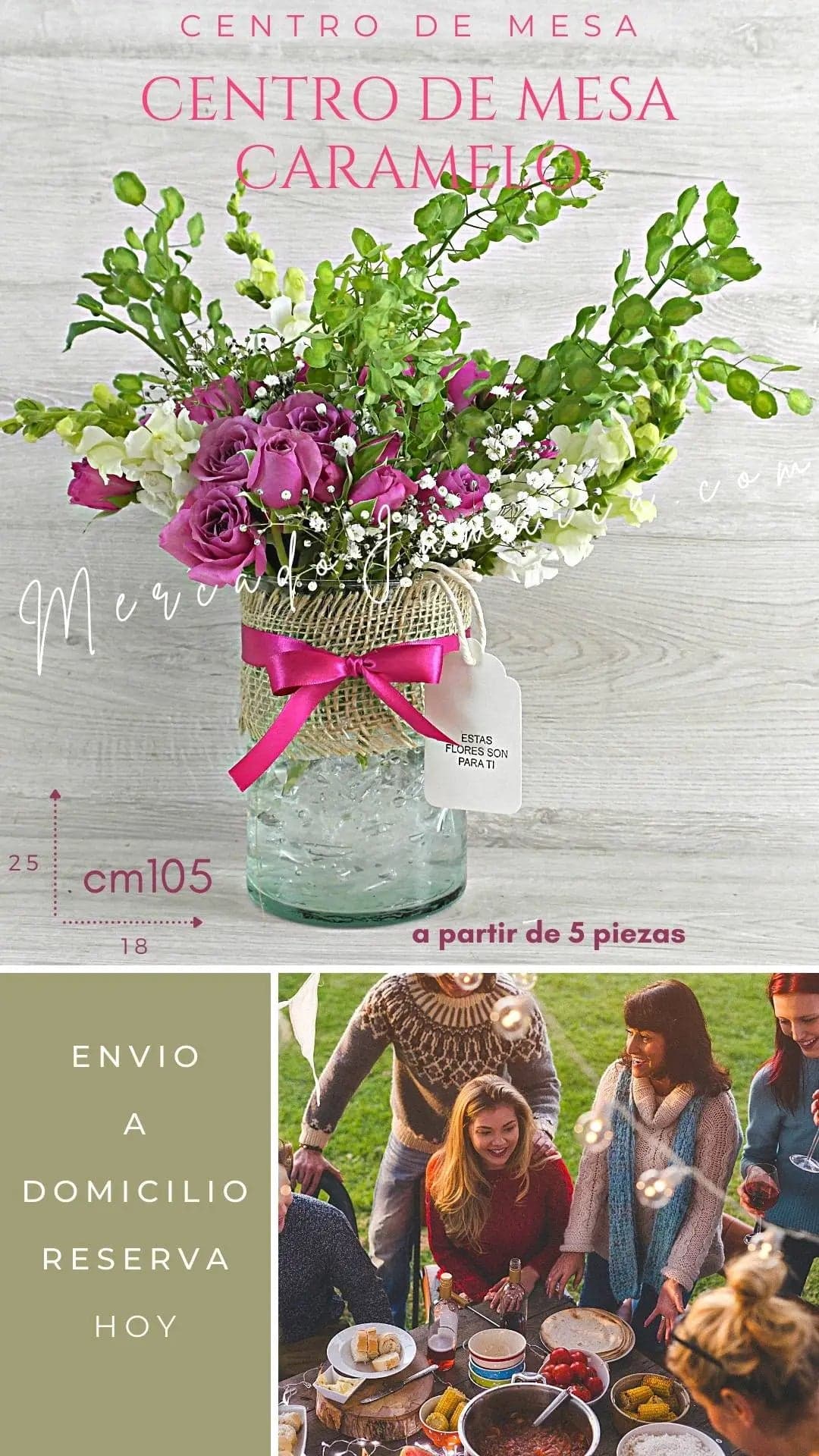 Centro de Mesa con Perritos y Mini Rosa Morada CDMX