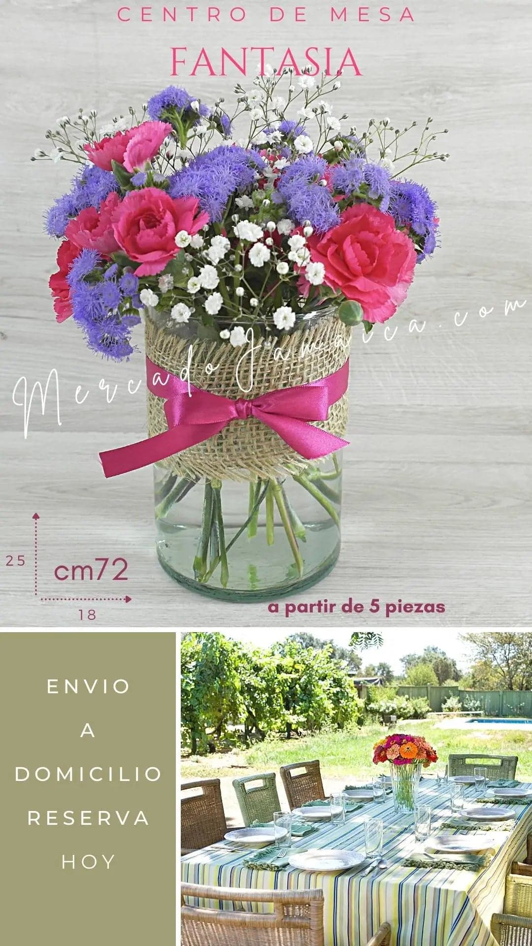 Centro de Mesa Morado Fantasy con Ageratum CDMX